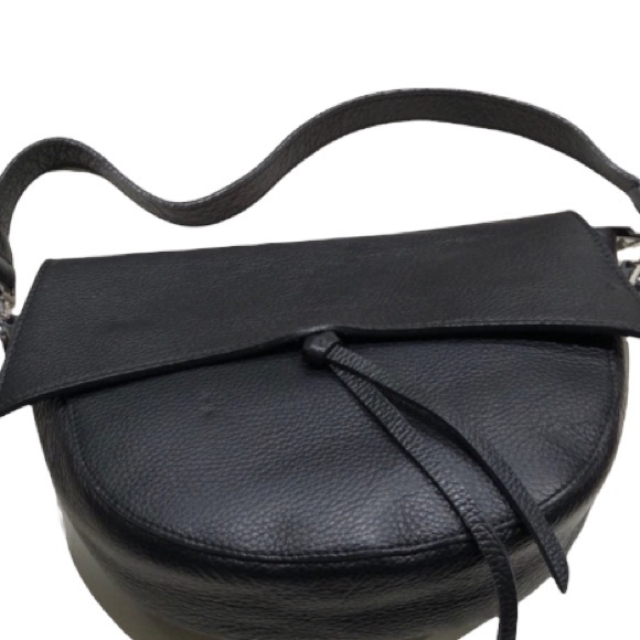 borse in pelle Handbags - Borse in pelle Black minimalist fringe pebble leather saddle shoulder bag purse